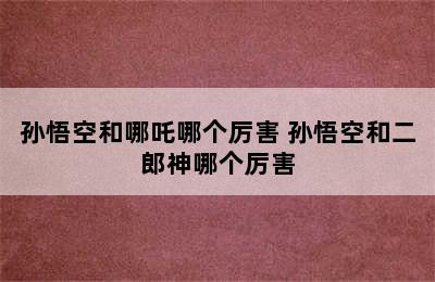 孙悟空和哪吒哪个厉害 孙悟空和二郎神哪个厉害